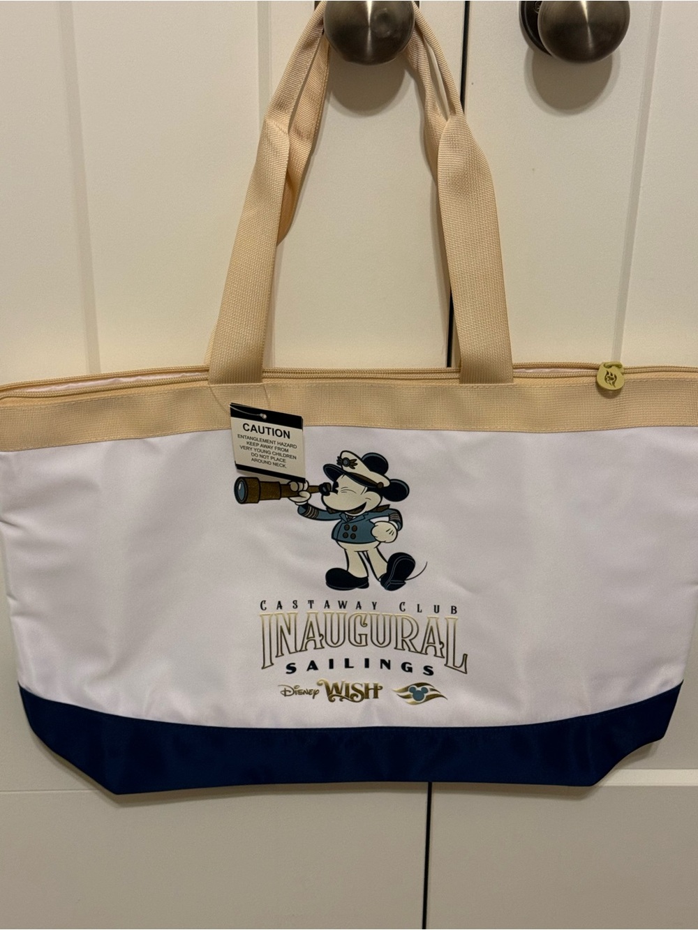 Disney Beige, White & Navy Castaway Club Inaugural ToteDCL Inaugural tote